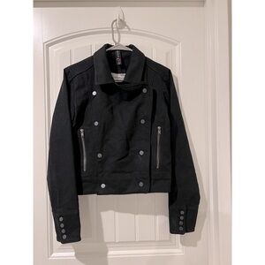 Married To The Mob Ponte Double Breasted Lapel Collar Moto Jacket In Black M